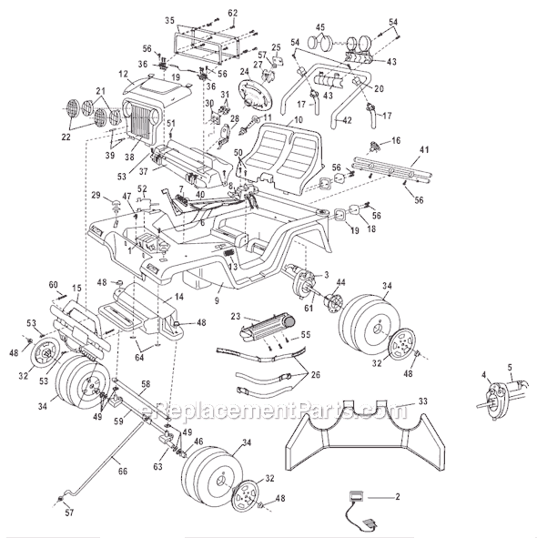 Page A Diagram and Parts List for 74526-9993  Power Wheels Ride-On Cars